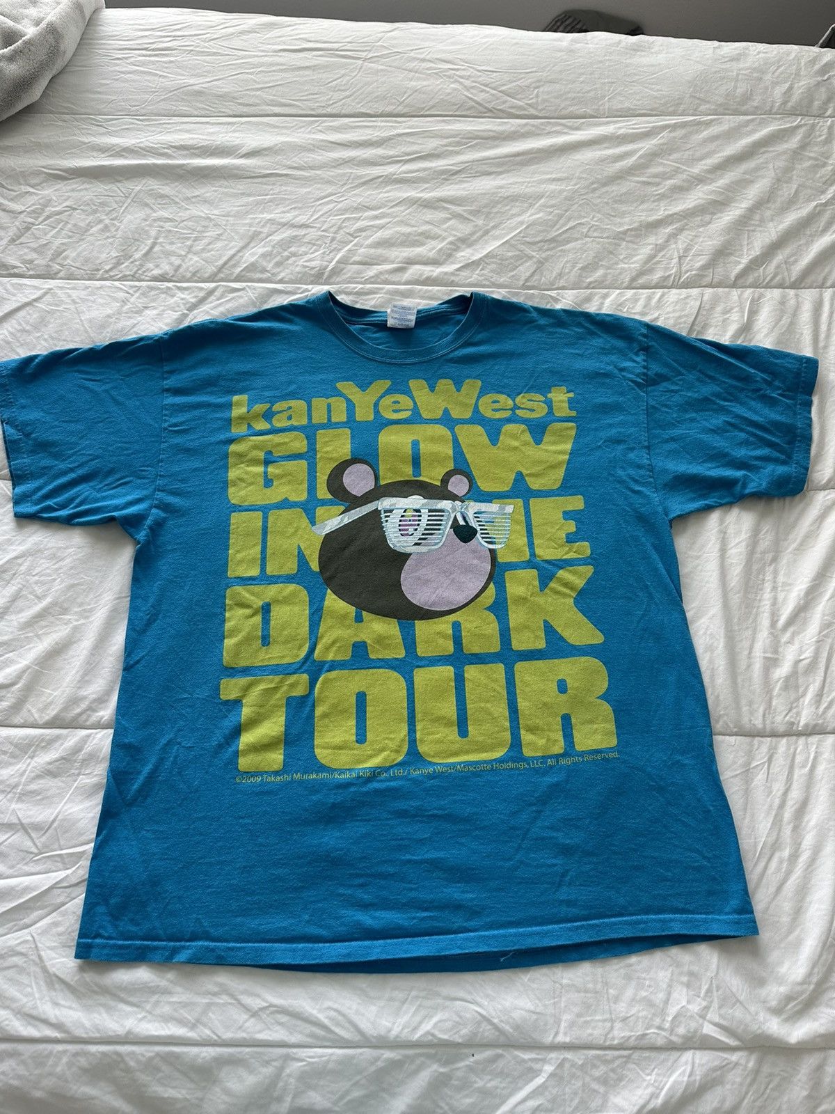 Image of Kanye West x Takashi Murakami Glow In The Dark Tour Tee in Blue, Men's (Size 2XL)