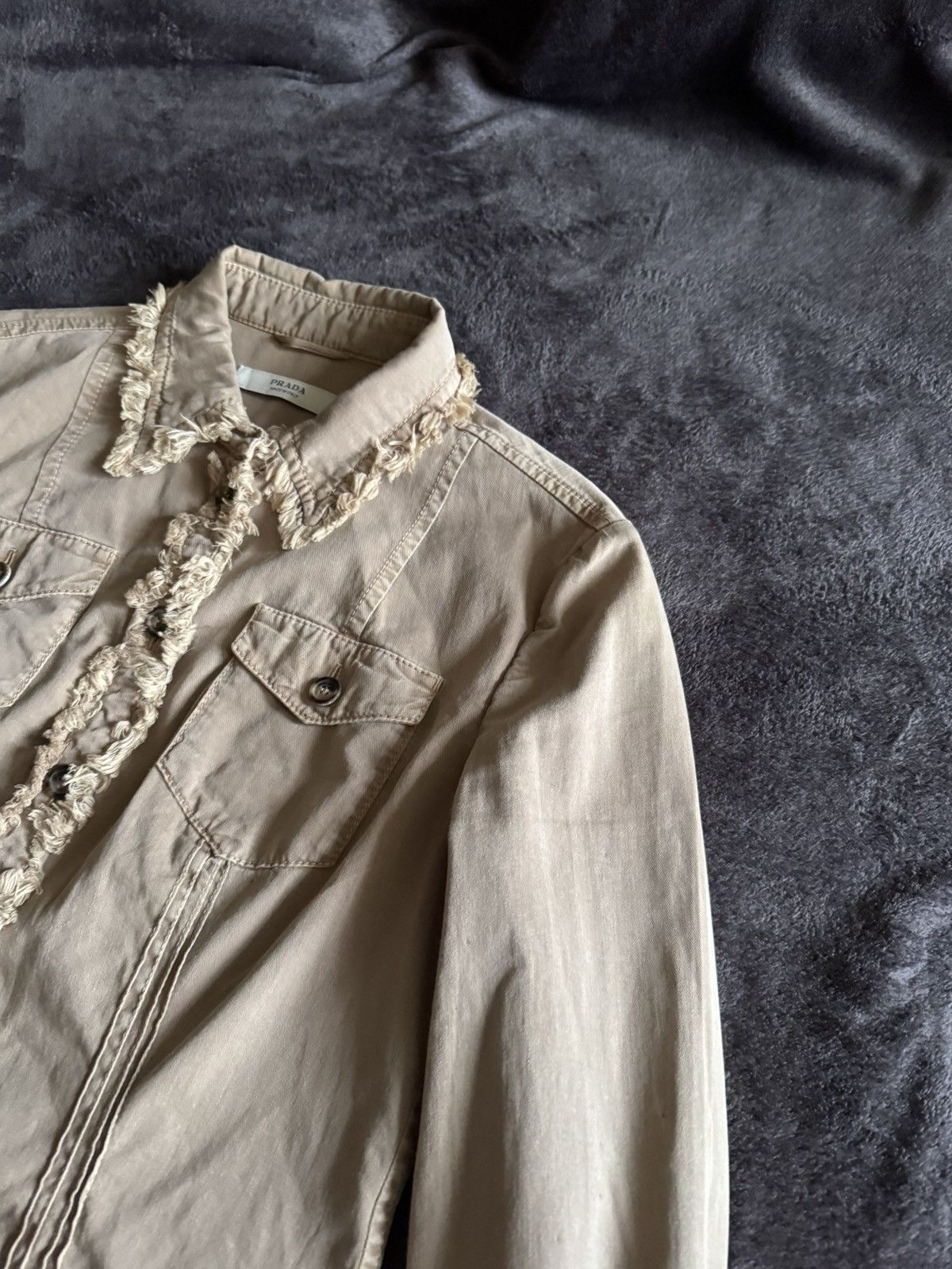 Prada Prada rare luxury denim beige jacket light Size M / US 6-8 / IT 42-44 - 5 Thumbnail