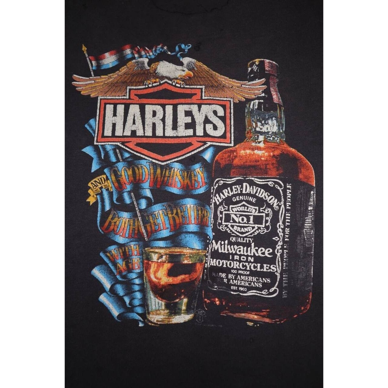 Vintage Vtg 80s Harley Davidson And Good Whiskey Sleeveless T Shirt Size US L / EU 52-54 / 3 - 2 Thumbnail