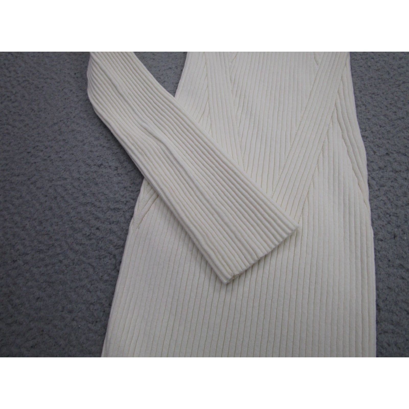 Vintage ANDREĀDAMO Dress Womens XS White Ribbed One Shoulder Bodycon Knit Italy Dress Size XS / US 0-2 / IT 36-38 - 5 Thumbnail
