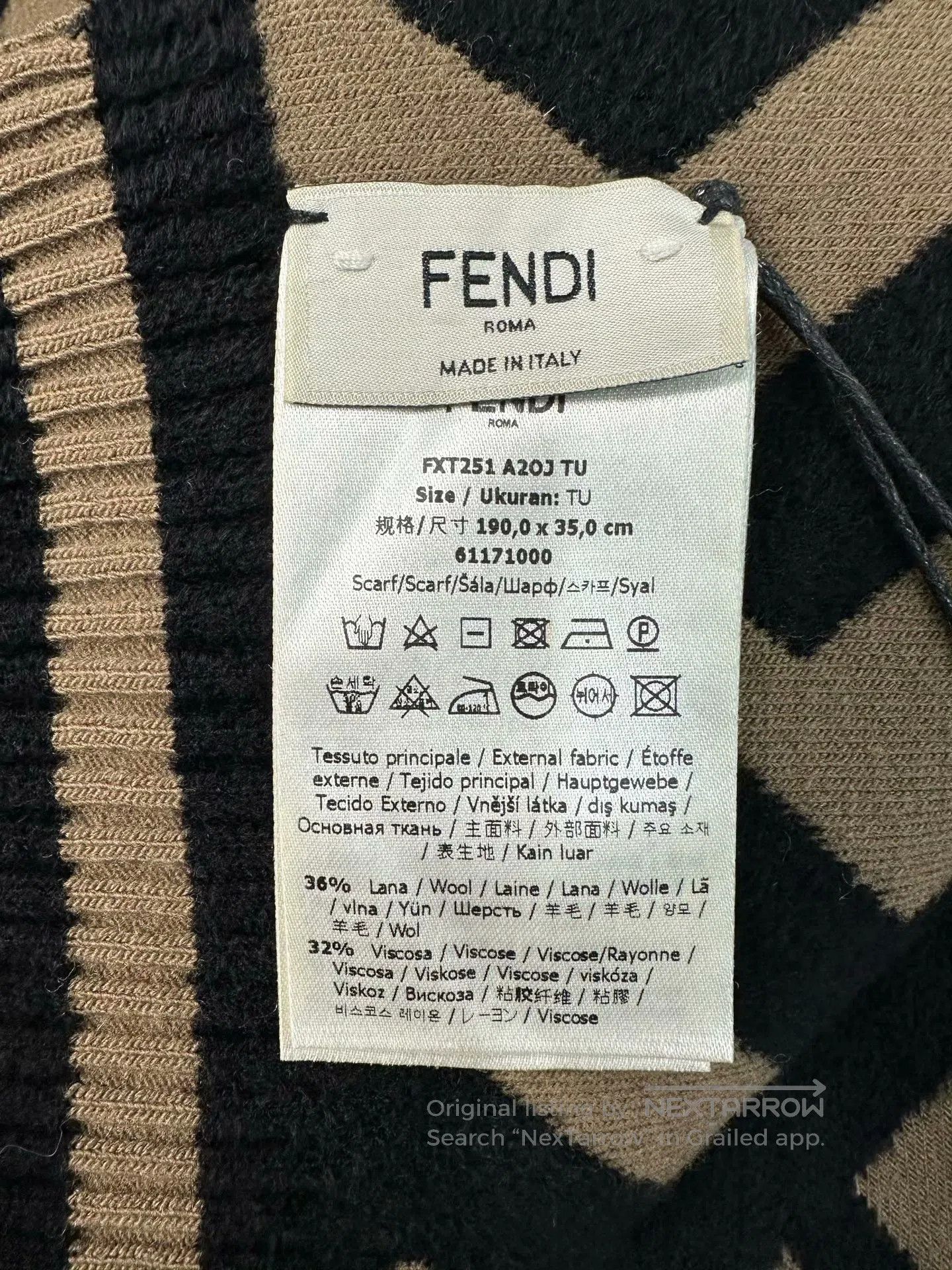 Fendi FENDI Classic Brown Monogram Logo Scarf| Size ONE SIZE - 4 Thumbnail