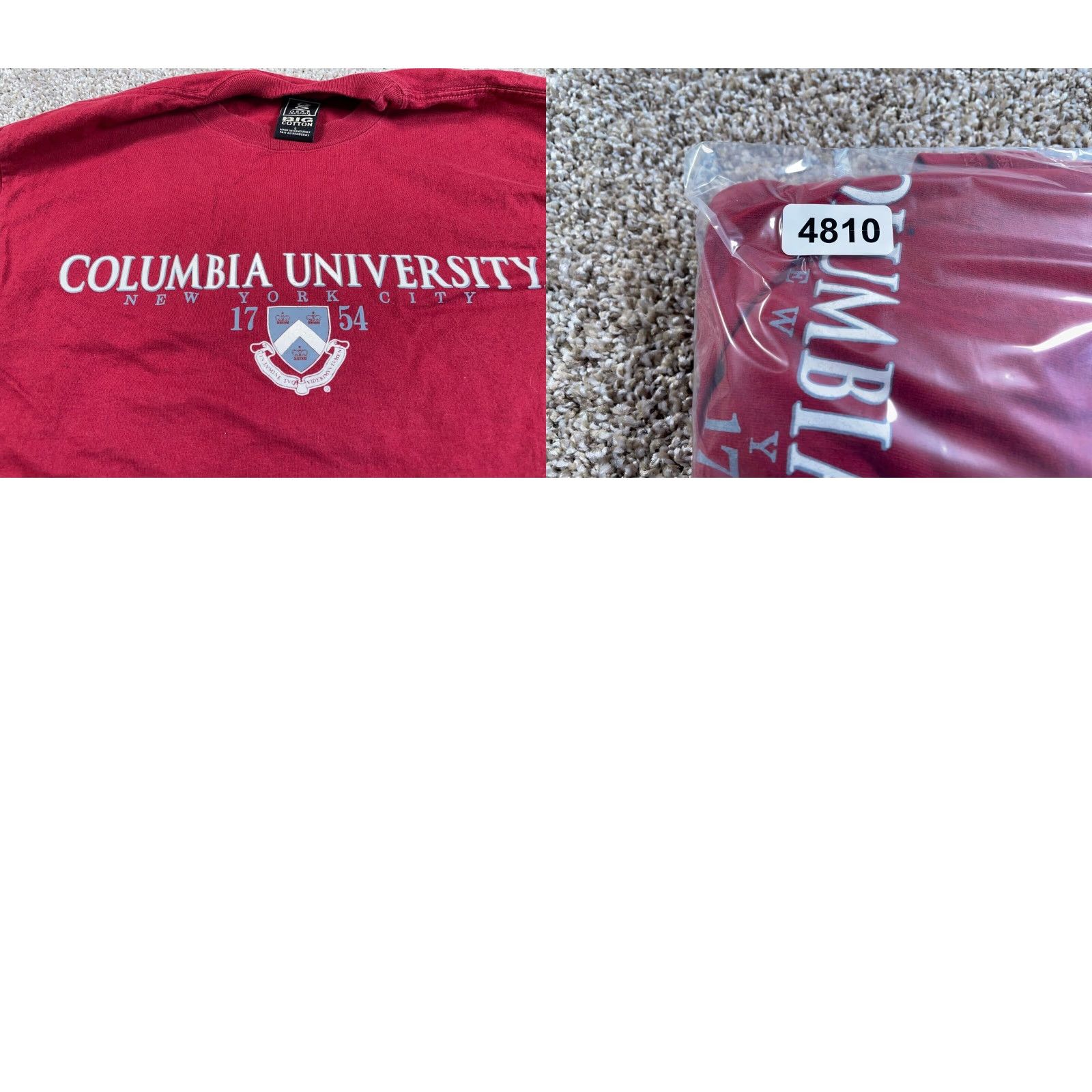 Vintage Columbia University Graphic Print T-Shirt Adult Large Dark Red Gear for Sports College Mens Size US L / EU 52-54 / 3 - 8 Thumbnail
