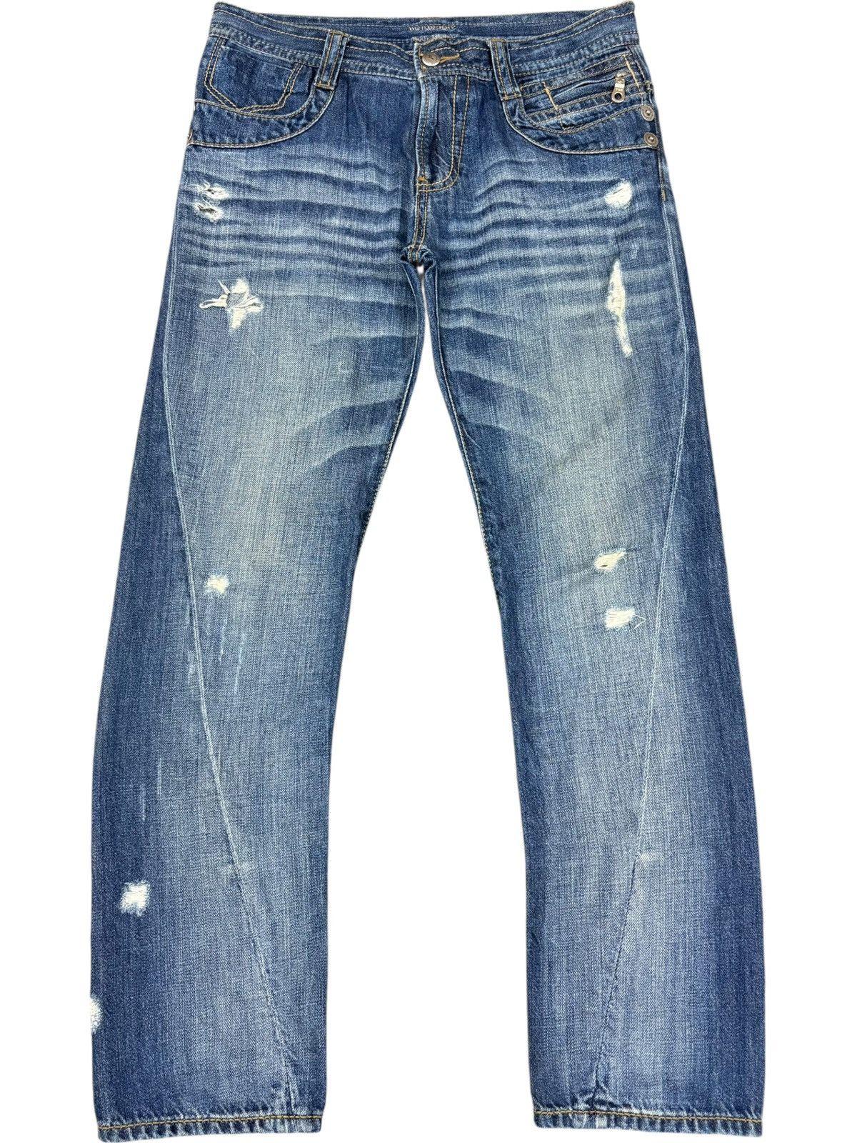 Burberry Vintage Burberry Blue Label Buckle Back Distressed Jeans Size 31" - 1 Thumbnail