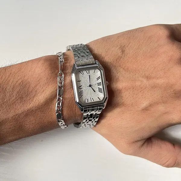 Jewelry 2000s vintage dope rectangle stainless steel quartz watch Size ONE SIZE - 3 Thumbnail