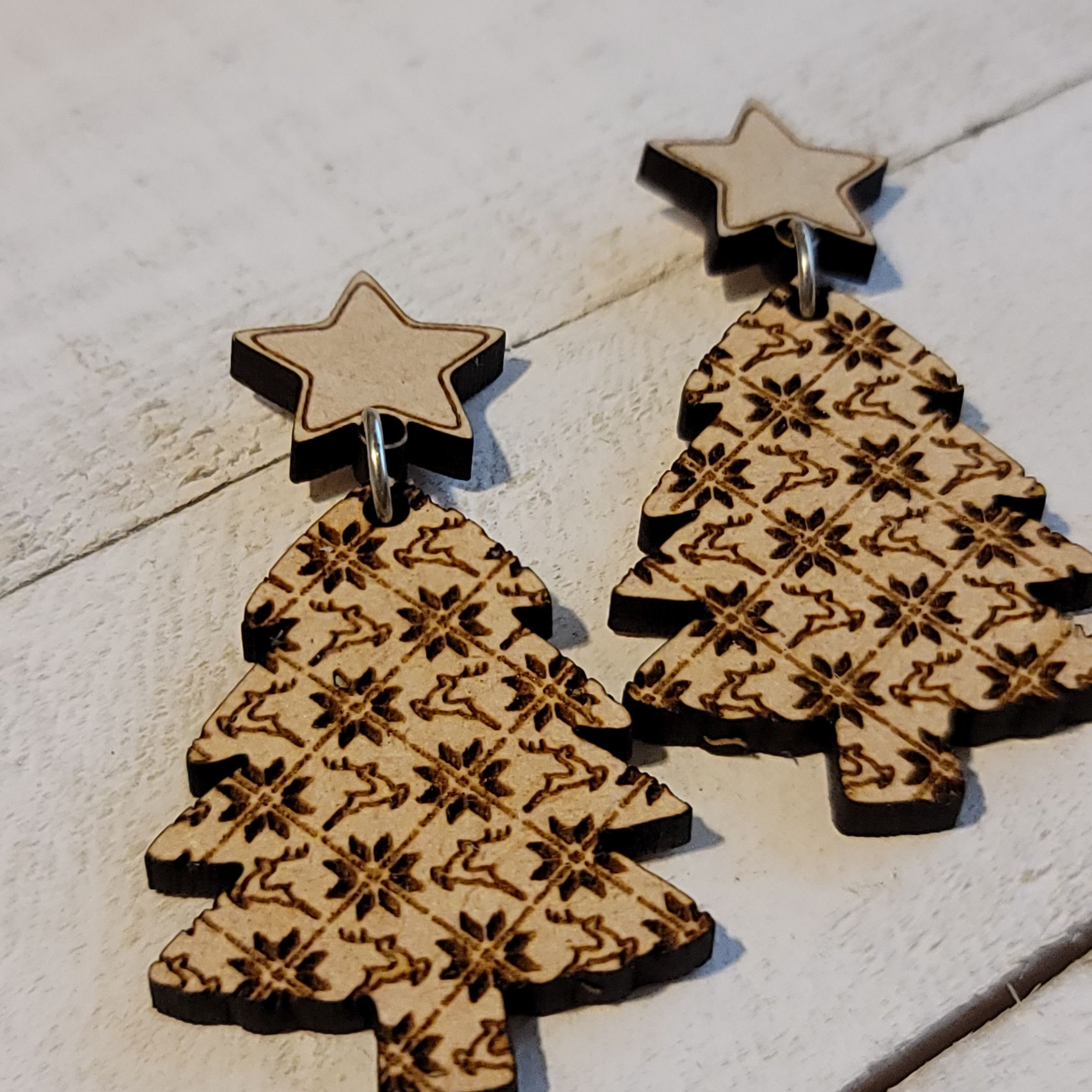 Handmade Handmade Christmas Tree Reindeer Pattern Dangle Earrings Size ONE SIZE - 5 Thumbnail
