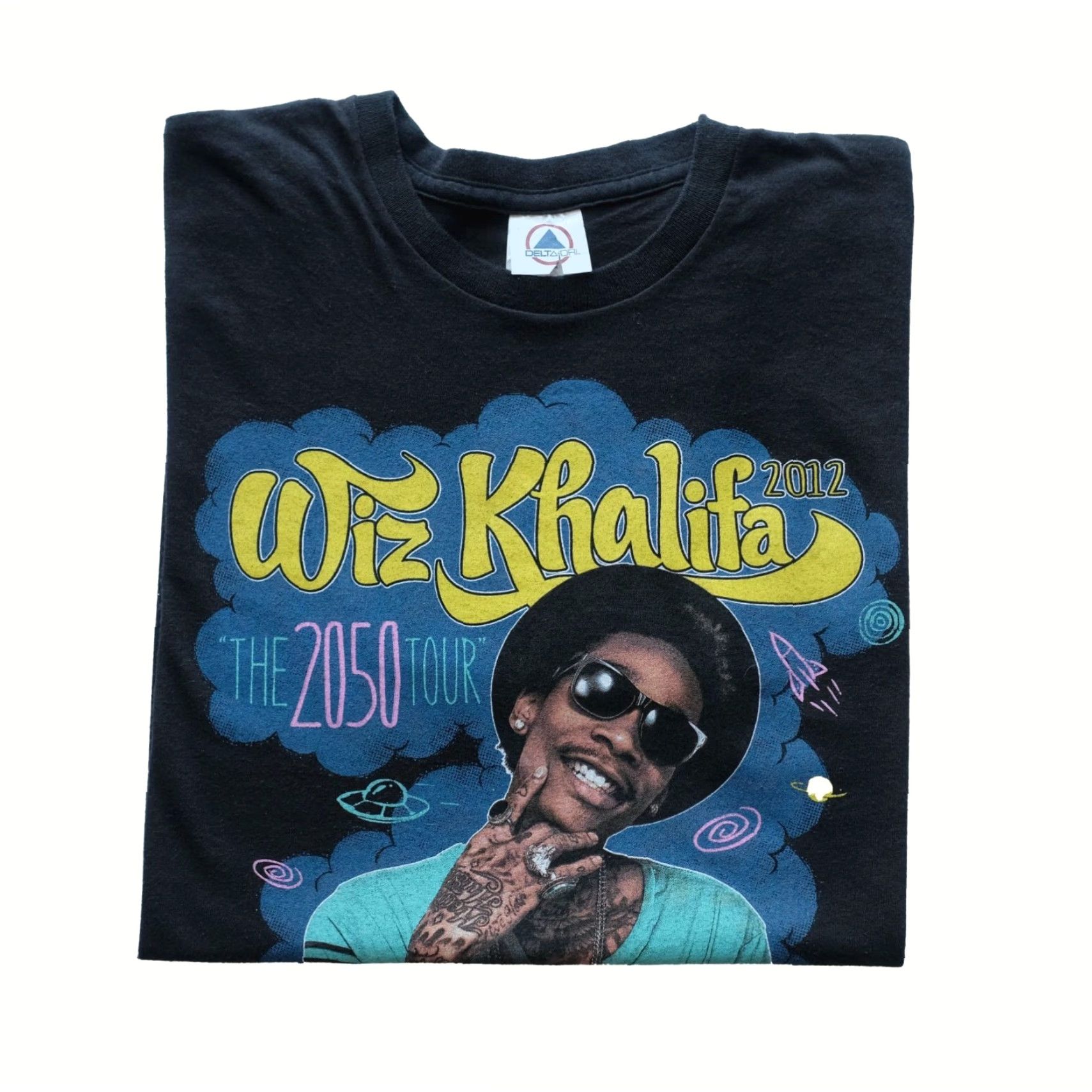 Delta VINTAGE WIZ KHALIFA 2050 TOUR BLACK T SHIRT Men SZ M Delta Pro Weight Crew Neck Short Sleeve Graphic Print 2012 Music Size US M / EU 48-50 / 2 - 2 Thumbnail