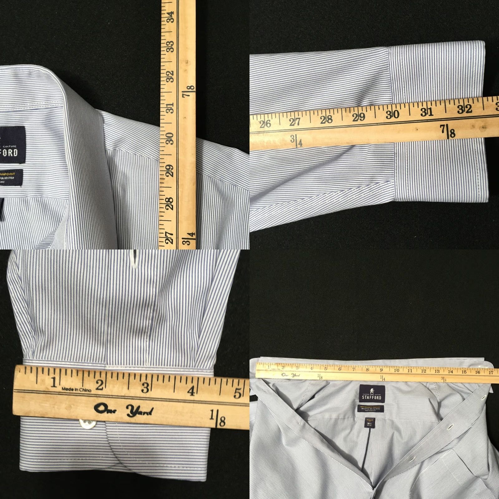 Stafford STAFFORD Shirt Men’s 16.5 32-33 Blue Striped performance pinpoint Size US XL / EU 56 / 4 - 8 Thumbnail