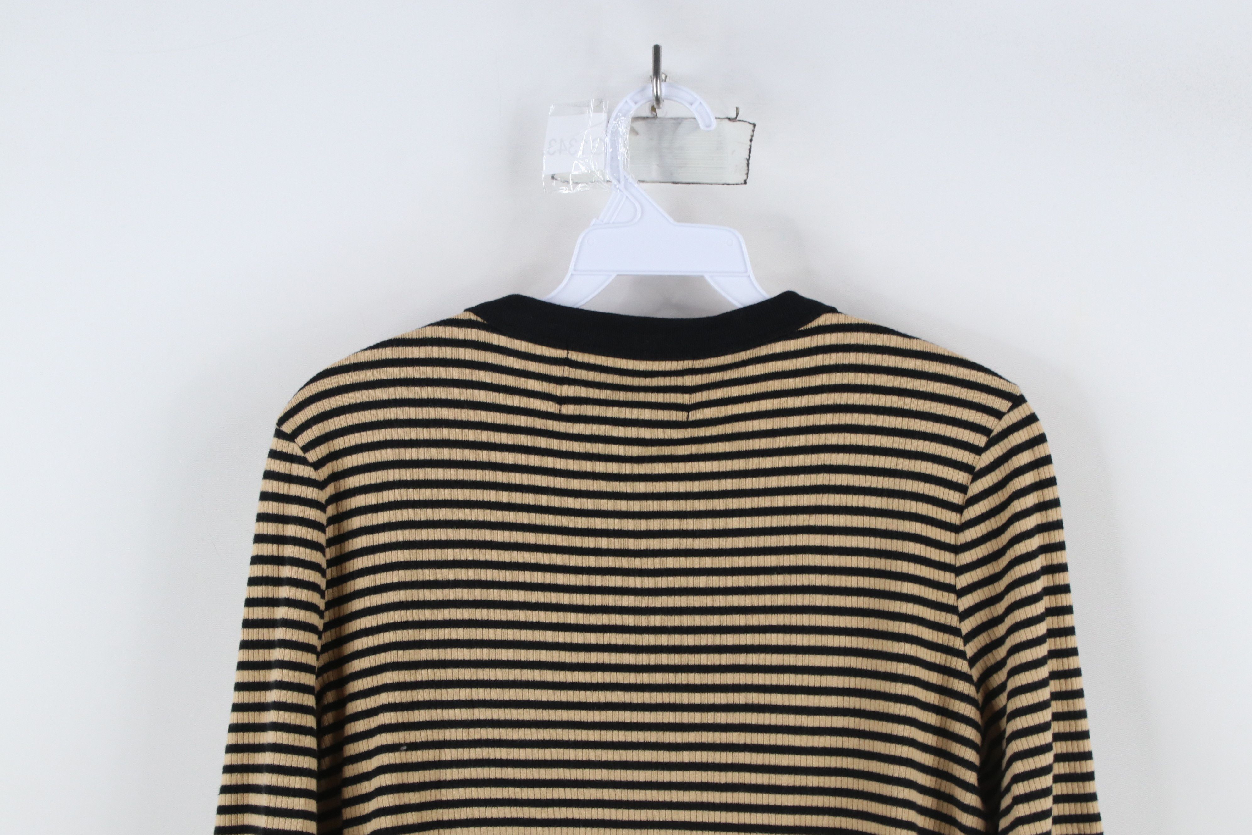 Ralph Lauren × Vintage Vintage 90s Ralph Lauren Striped Ribbed Knit Henley T-Shirt Size L / US 10 / IT 46 - 10 Thumbnail