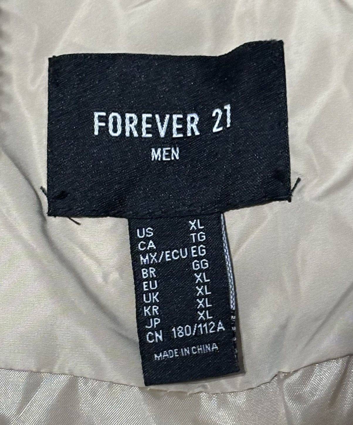 Forever 21 FOREVER 21 Men's Beige Quilted Puffer Jacket XL Full Zip Size US XL / EU 56 / 4 - 3 Thumbnail