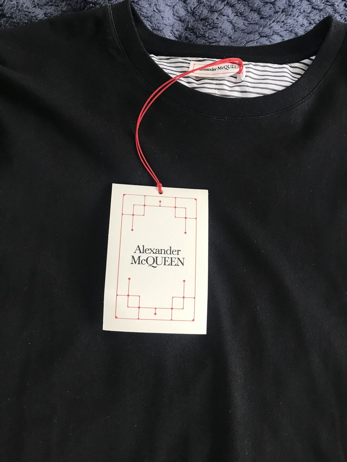 Alexander McQueen Black & White Stripped Graffiti T- Shirt Size US XL / EU 56 / 4 - 9 Thumbnail