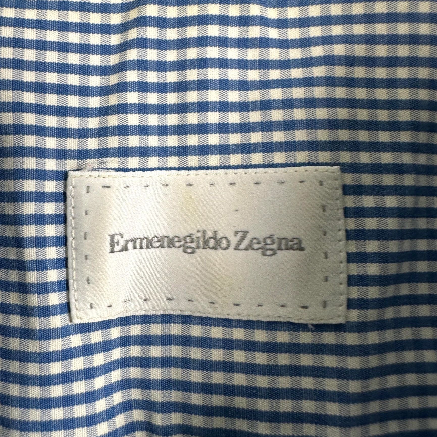 Ermenegildo Zegna Ermenegildo Zegna Dress Shirt Mens 15.5 Blue Gingham Long Sleeve Button Front Mens Neck 15.5 Dress Shirt Blue Gingham 15.5 Mens Shirt Size 42R - 2 Thumbnail