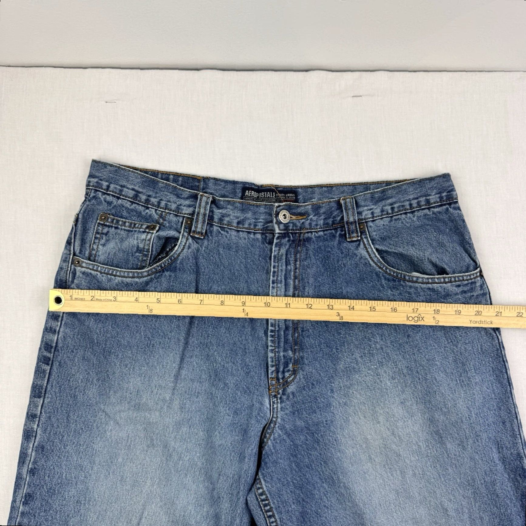 Vintage Vintage Aeropostale Baggy Jeans Adult 34x33 Blue Wide Leg Grunge Punk Skater Y2K Size US 34 / EU 50 - 7 Thumbnail
