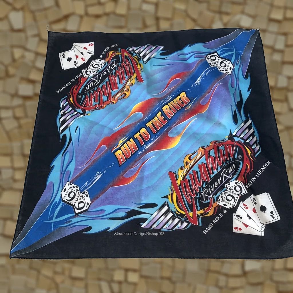 Vintage 90s Bandana Handkerchief Vintage Biker Men Black Size ONE SIZE - 1 Thumbnail