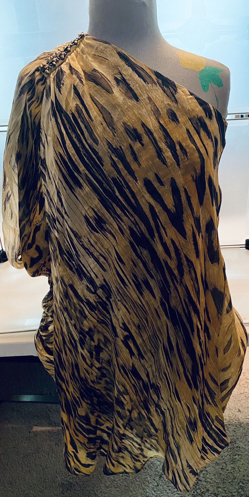 Roberto Cavalli Roberto Cavalli 🇮🇹 Foxy Lady Asymétrique Vert Léopard NWT Size XS / US 0-2 / IT 36-38 - 2 Thumbnail