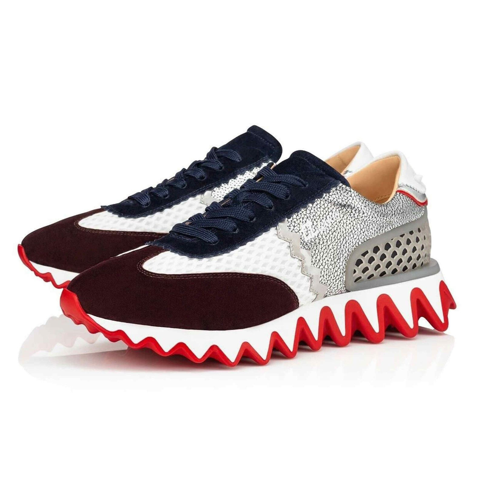 Christian Louboutin Mens Loubishark White Suede Sneaker