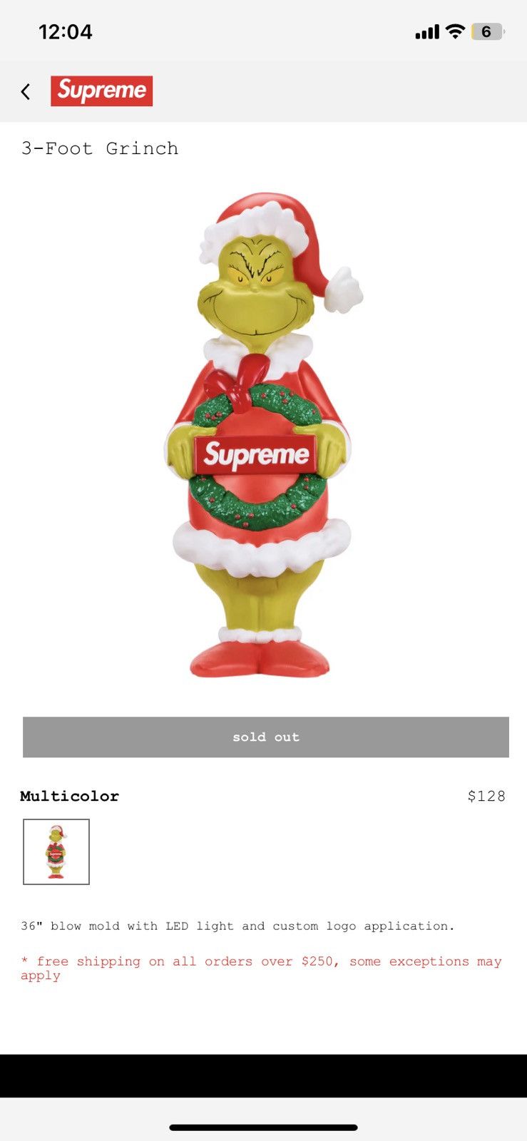 Supreme Supreme x Grinch 3 Foot Size ONE SIZE - 1 Thumbnail