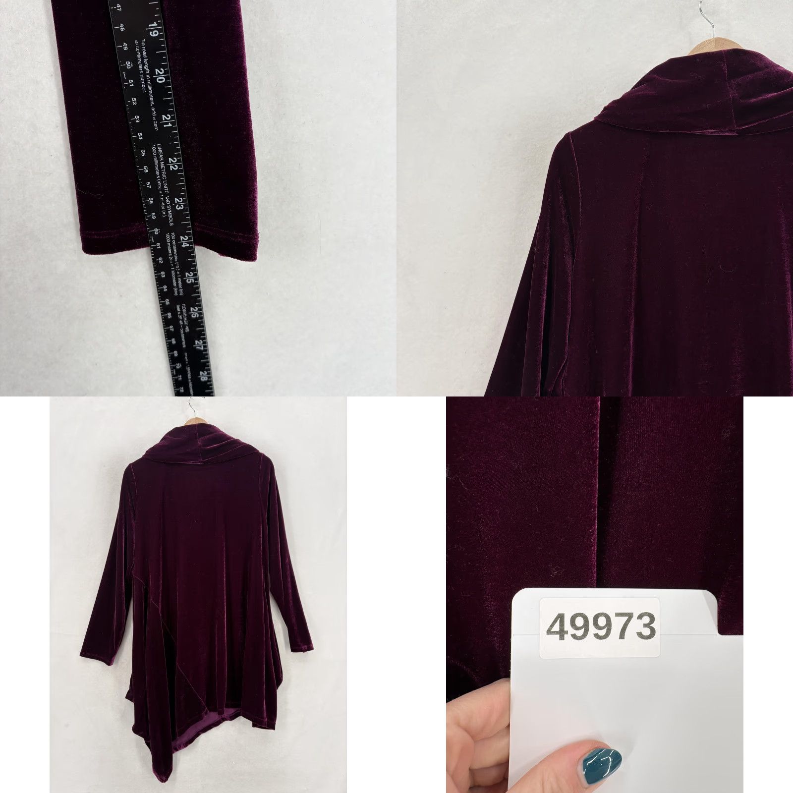 Soft Surroundings Soft Surroundings Blouse Womens Medium Purple Velvet Cowl Neck Tunic Asym Hem Size M / US 6-8 / IT 42-44 - 8 Thumbnail