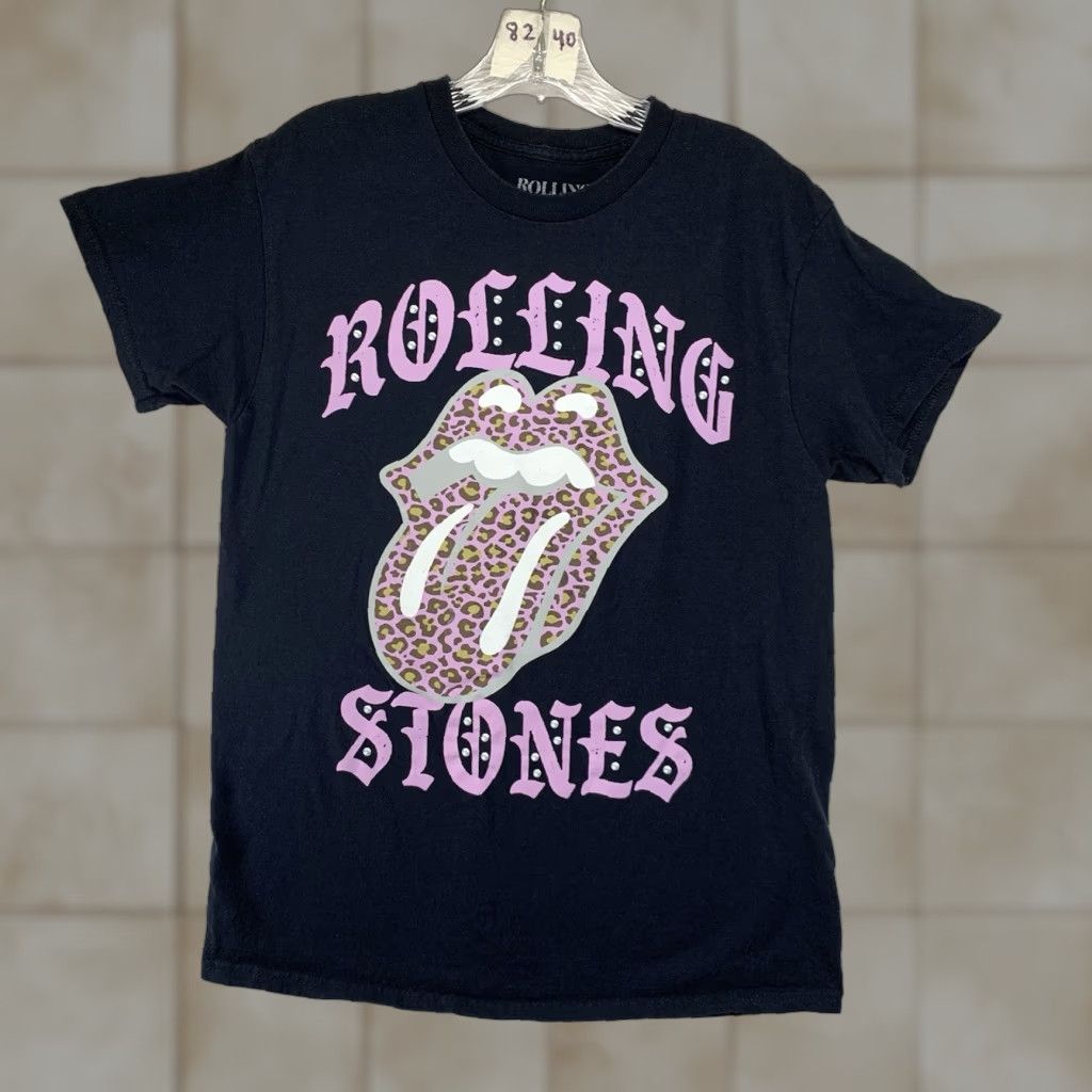 Logo 7 VINTAGE The Rolling Stones Graphic T-Shirt Men Medium Black Classic Music 70s 80s 90s Size M / US 6-8 / IT 42-44 - 1 Thumbnail