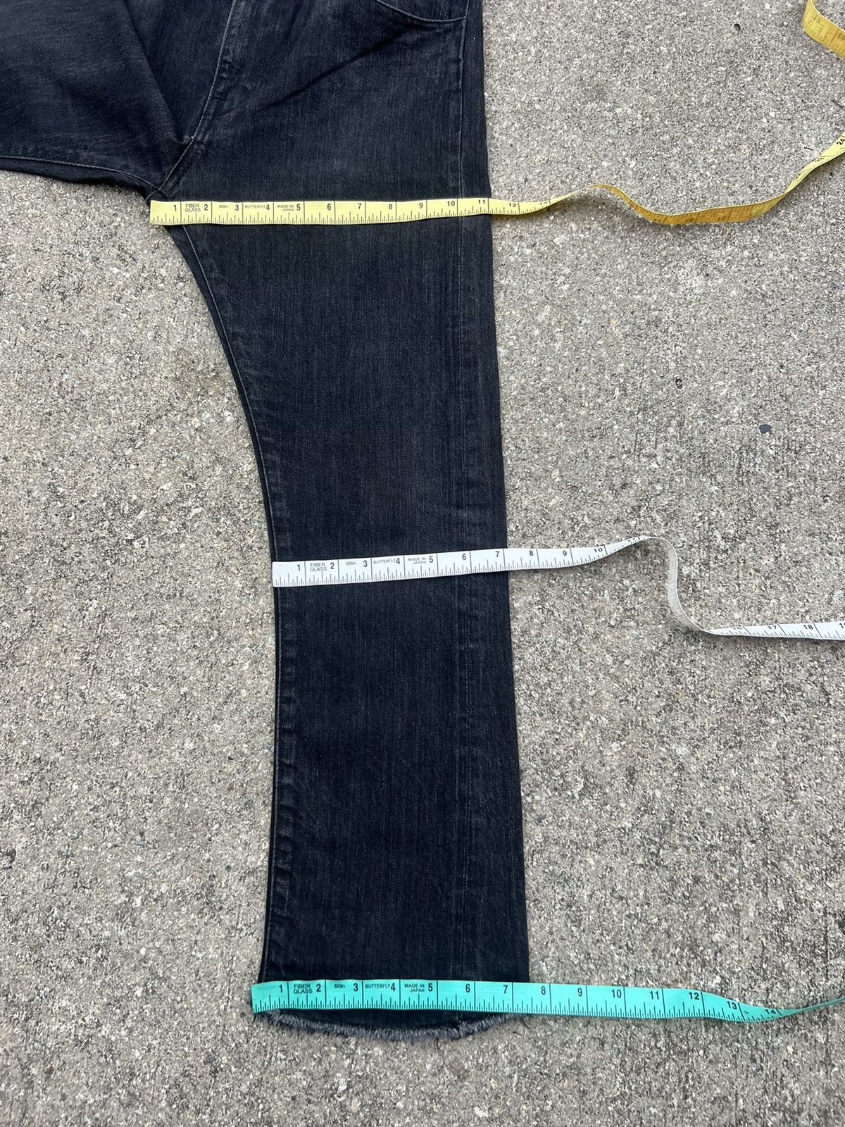 Bukht Bukht Japan Faded Black Selvedge Denim Cropped Flare Jeans Size US 30 / EU 46 - 4 Thumbnail