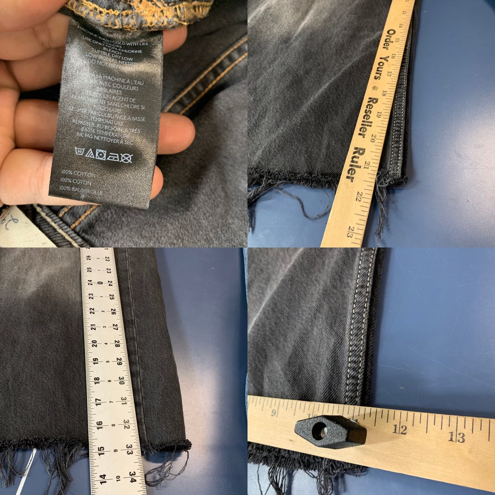 Free People Free People We The Free Palmer Jeans 29 32x21 Cropped Cropped Raw Hem Faded Black Denim Womens Jeans Size 29" - 9 Thumbnail