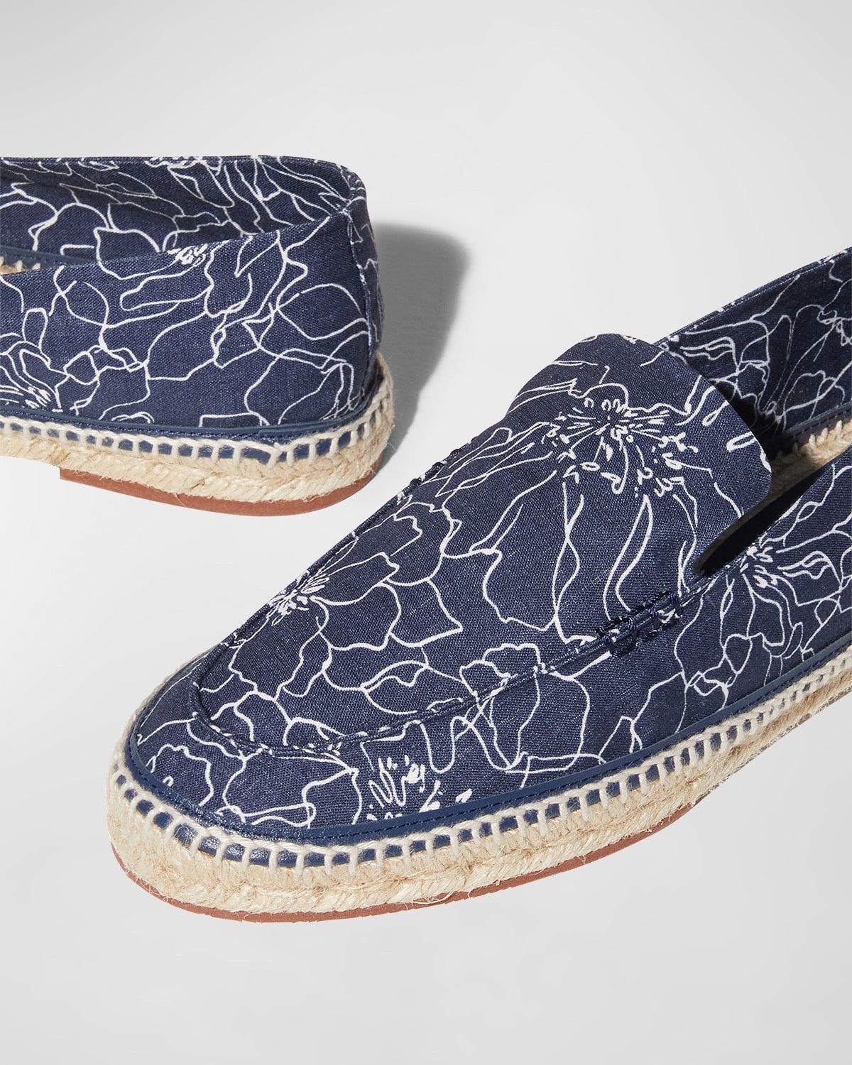Loro Piana o1srvl11e0825 Seaside Walk Floral Linen Espadrilles in Blue Size US 12 / EU 45 - 7 Thumbnail