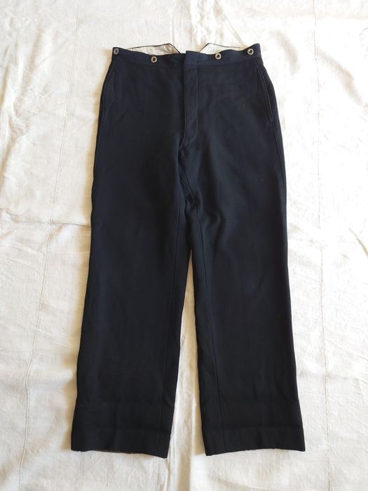 Vintage 1920s French Salt & Pepper Wool Linen Work Pants