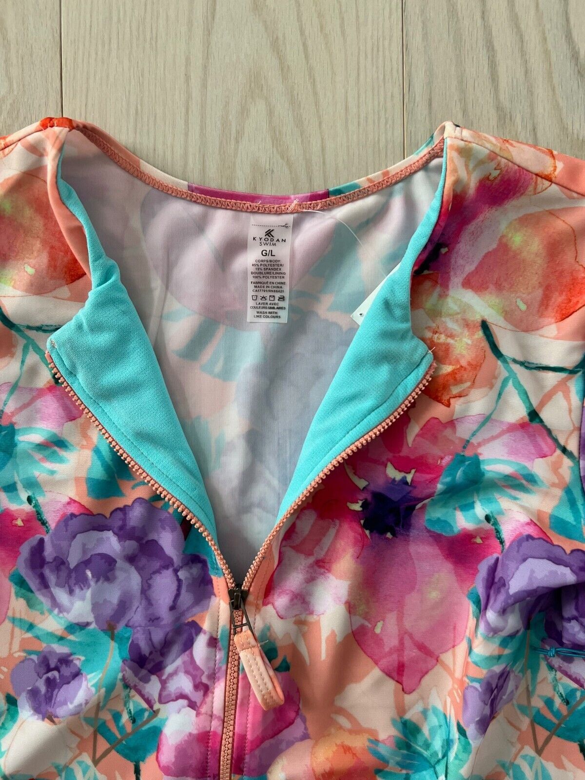 Kyodan Kyodan UPF 50 Watercolor Flower Swim Dress ( L ) Size L / US 10 / IT 46 - 2 Thumbnail