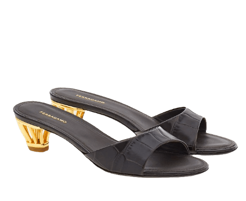 Salvatore Ferragamo o1s1rm0924 Cage Heel Slide in Chocolate Brown Size US 8.5 / IT 38.5 - 2 Thumbnail