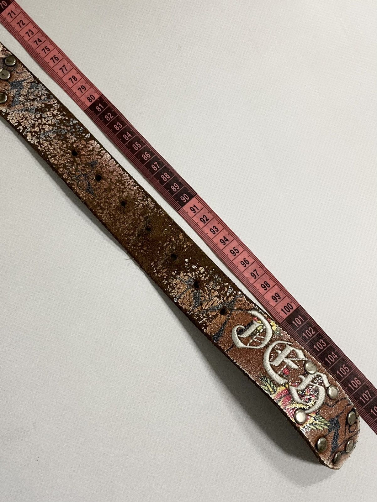 Ed Hardy Vintage Ed Hardy Graphic Printed Y2k Leather Skull Punk Belt Size 36 - 13 Thumbnail
