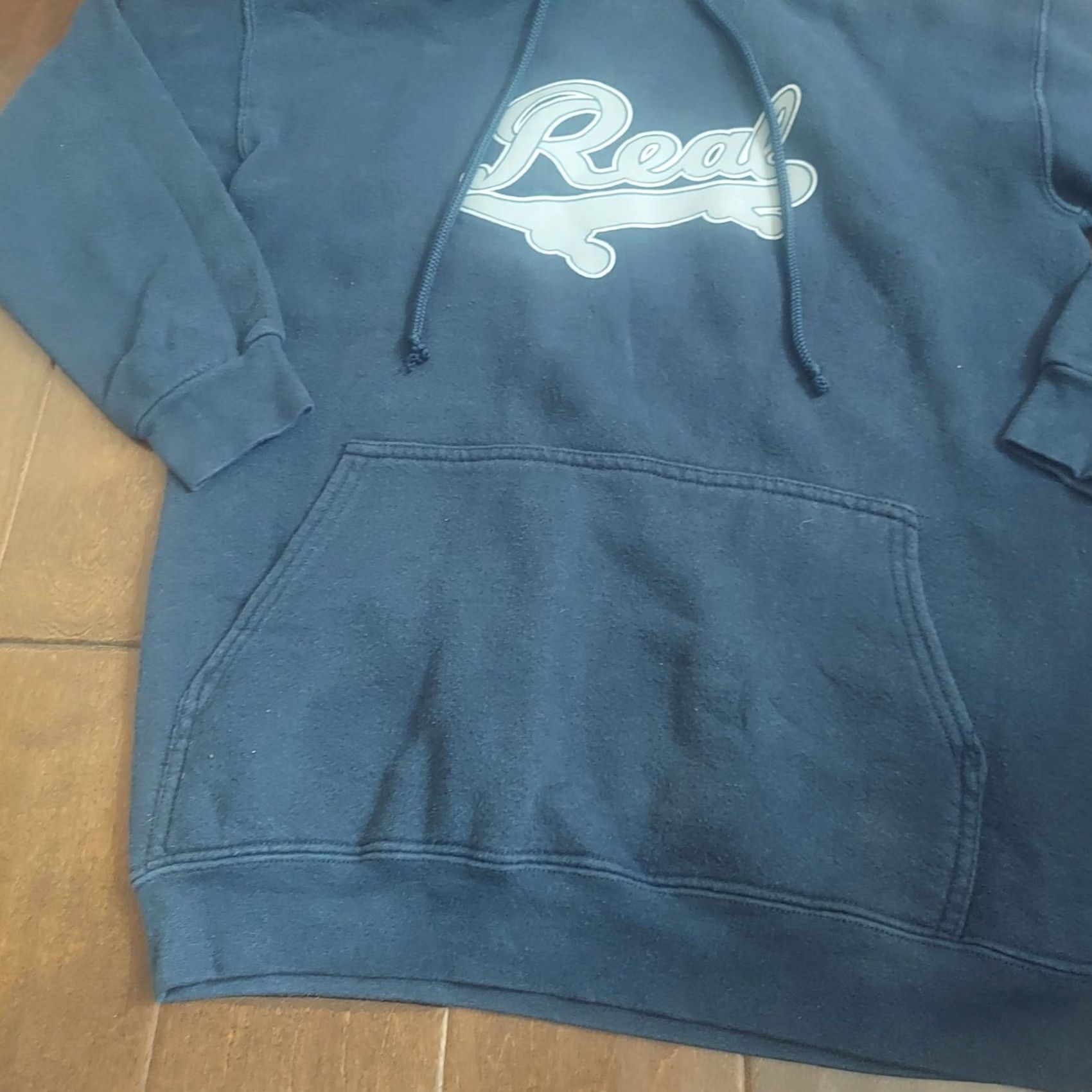 Vintage VINTAGE Real Skateboard Hoodie Navy Blue Drawstring Pocket Logo - Size S - Men - Regular - Winter Fall - Pullover Size US S / EU 44-46 / 1 - 4 Thumbnail