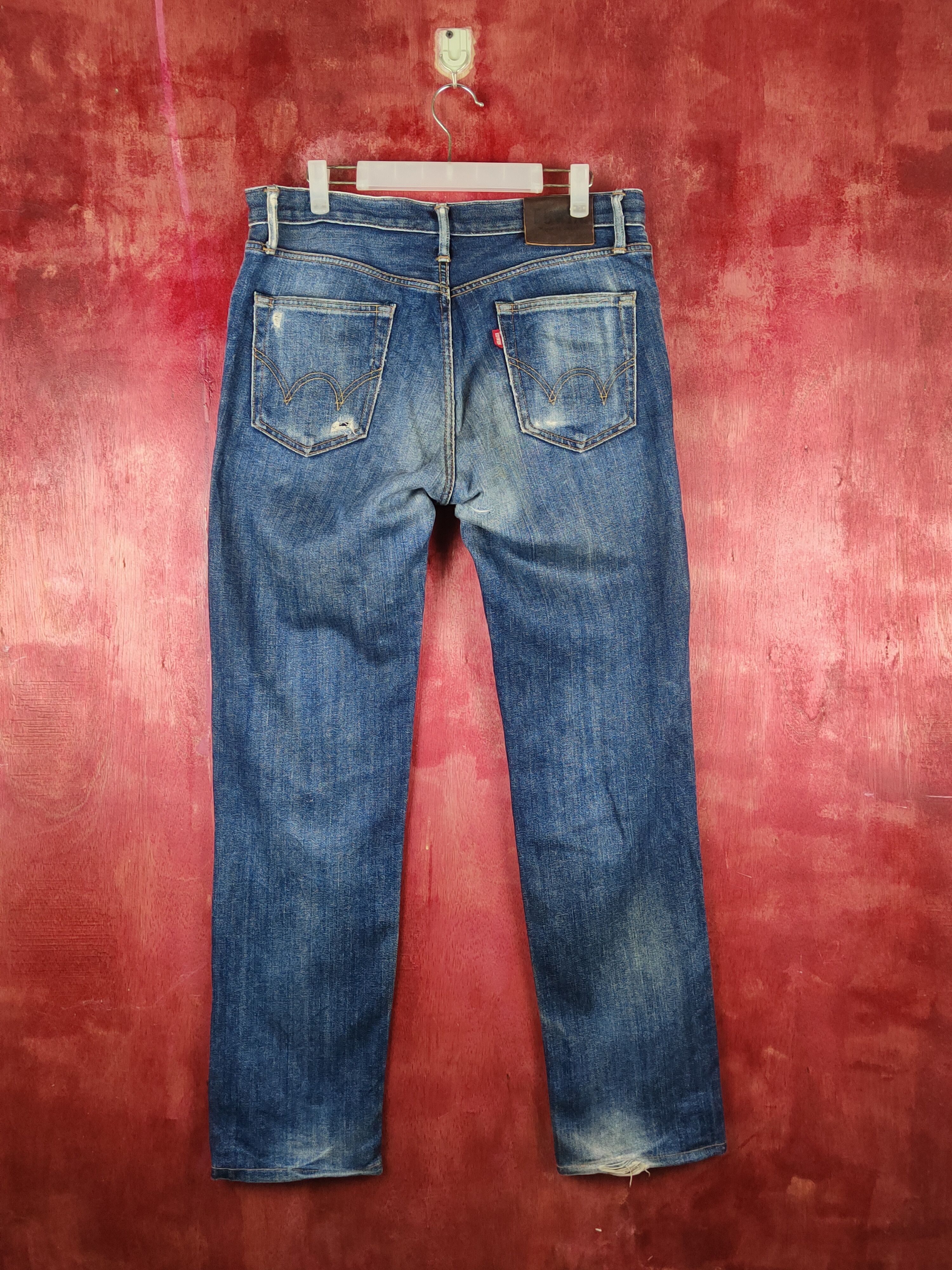 Edwin Edwin Dark Blue Distressed Ripped Jeans #S2147 Size US 32 / EU 48 - 7 Thumbnail