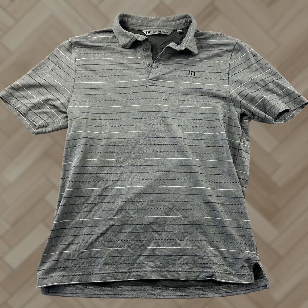 TravisMathew Travis Mathew Striped Short Sleeve Golf Polo Shirt Men's M Gray Shirt Size US M / EU 48-50 / 2 - 1 Thumbnail