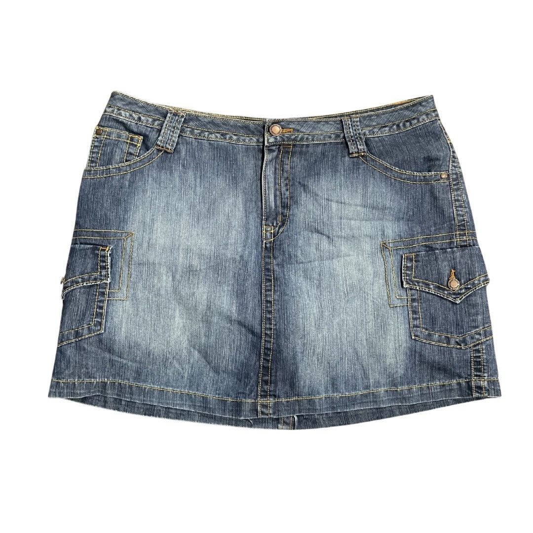 Faded Glory Cargo Pockets Denim Jean Skirt 18 Western Cowgirl Rodeo VTG Size 40" / US 18 - 1 Thumbnail
