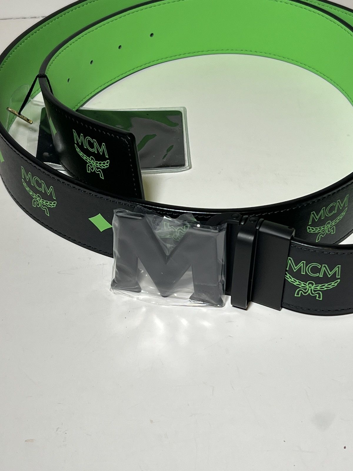 MCM MCM Reversible Belt Black/Neon Green. Black M Buckle New Size ONE SIZE - 14 Thumbnail