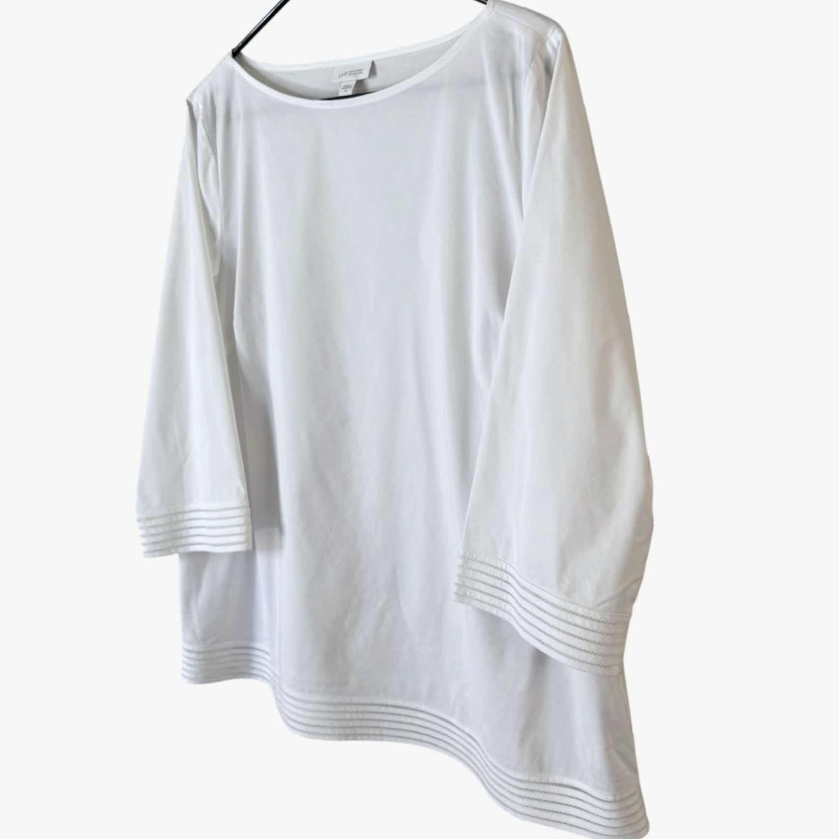 J. Jill VINTAGE? No, it's not vintage. J. Jill Tunic Shirt Women’s Medium White 3/4 Sleeve Embroidered Trim Blouse Size M / US 6-8 / IT 42-44 - 2 Thumbnail