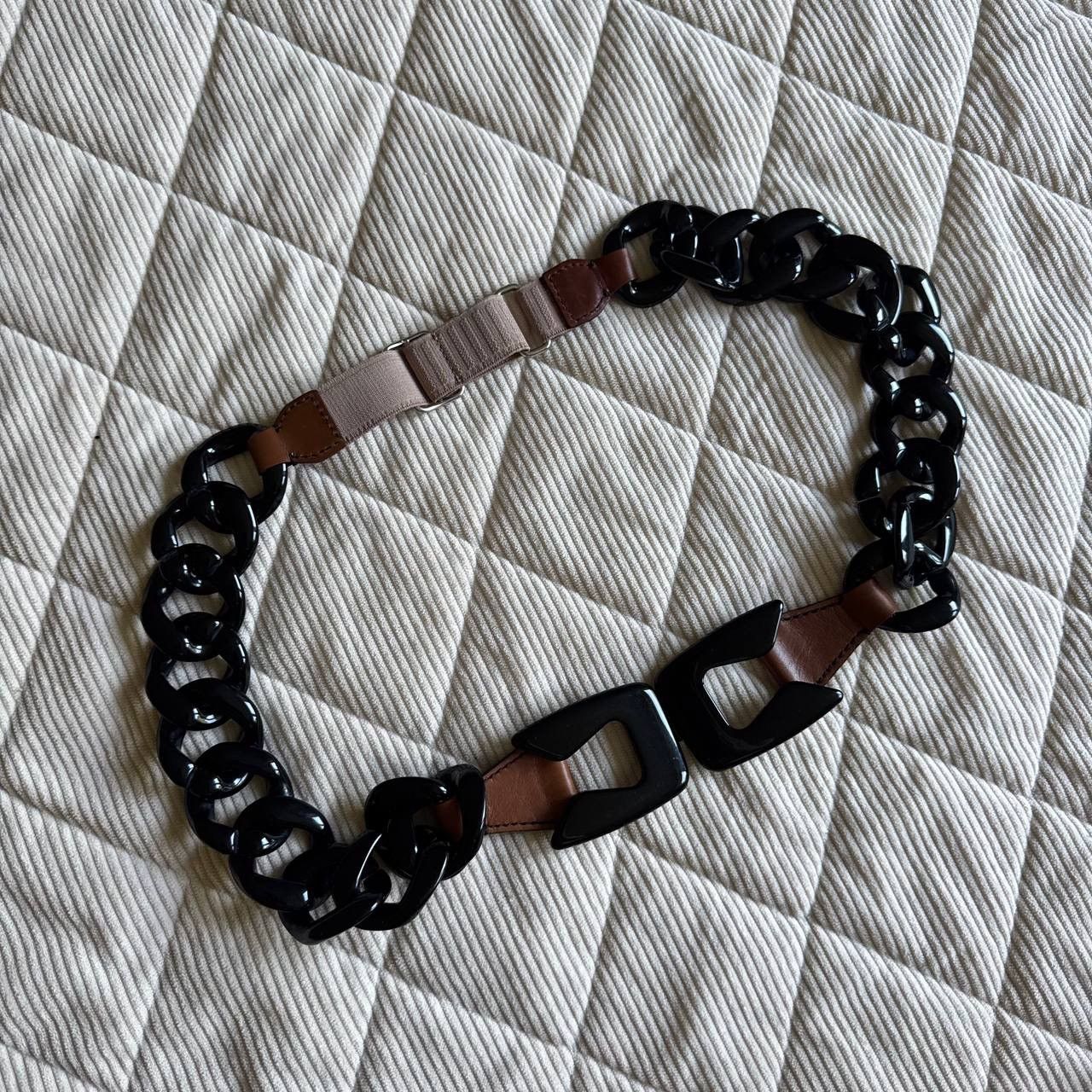 Prada Prada Black Wide Bakelite Chain Leather Belt Size ONE SIZE - 3 Thumbnail