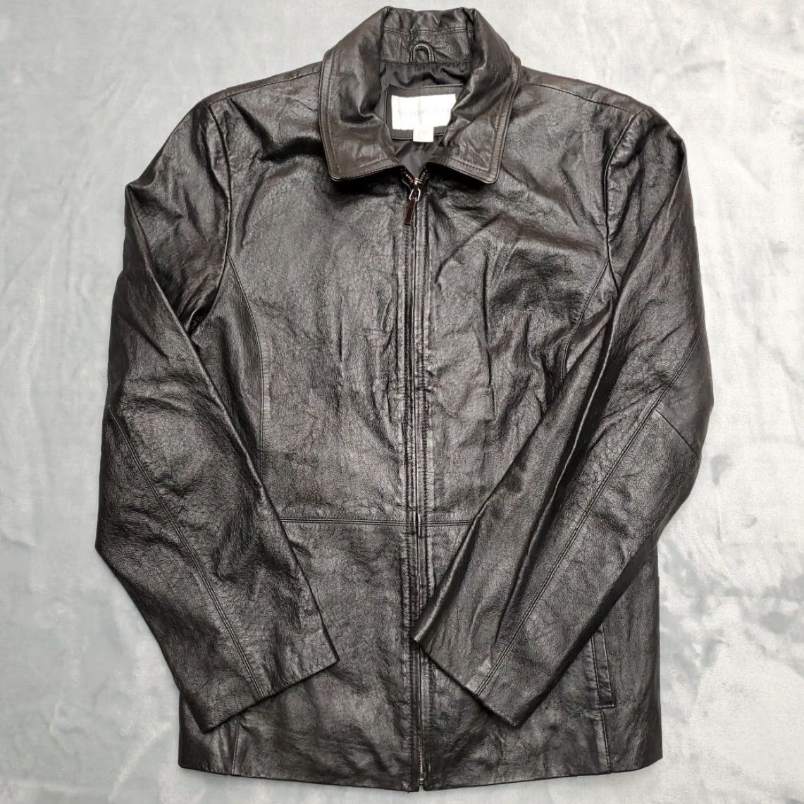 Worthington VINTAGE Worthington Jacket Womens Medium Black Genuine Leather Classic Moto Minimalist Size M / US 6-8 / IT 42-44 - 2 Thumbnail