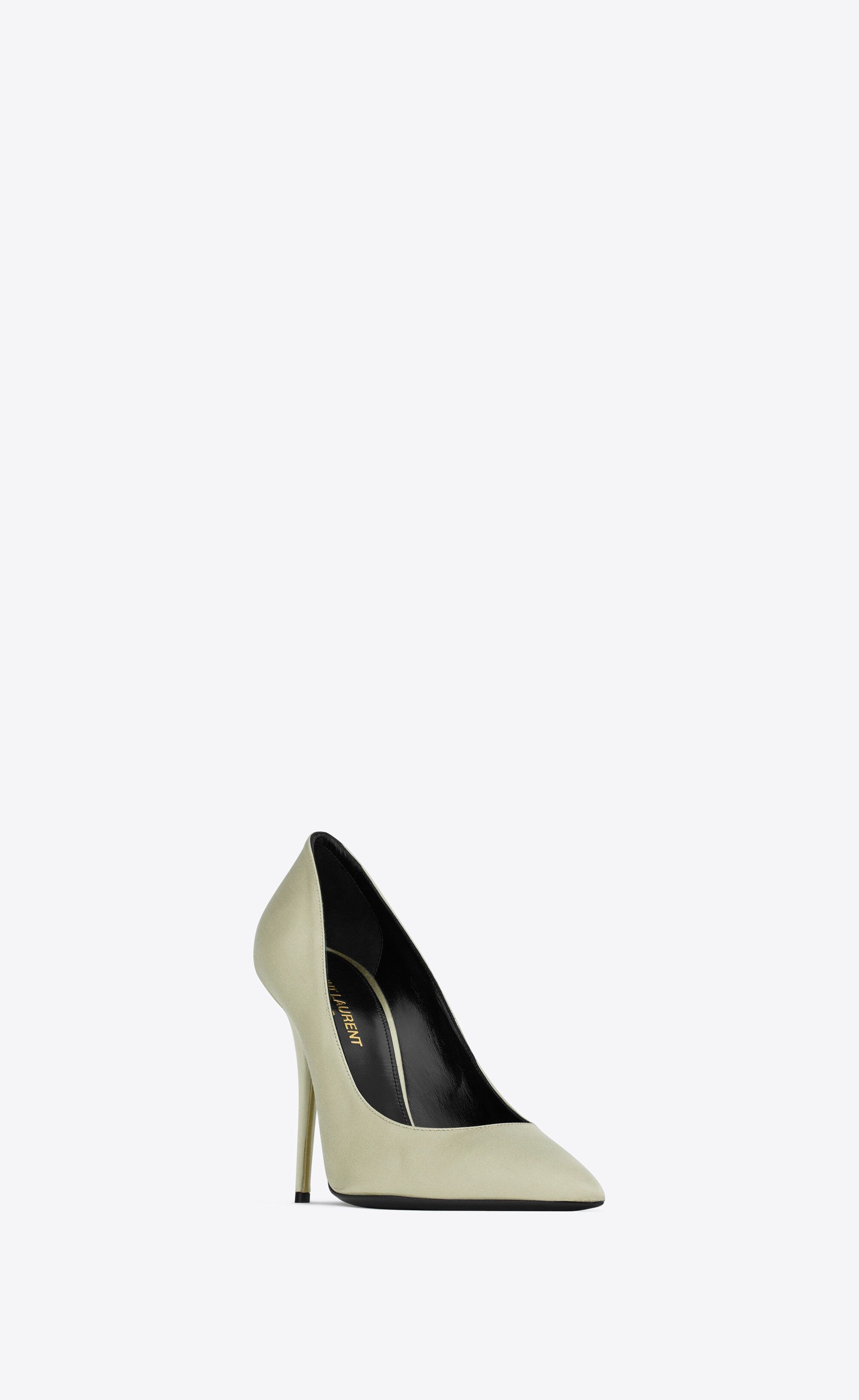 Saint Laurent Paris o1s1wg110225 746844 Instinct Pumps Satin Crepe Light Green Size US 8 / IT 38 - 3 Thumbnail