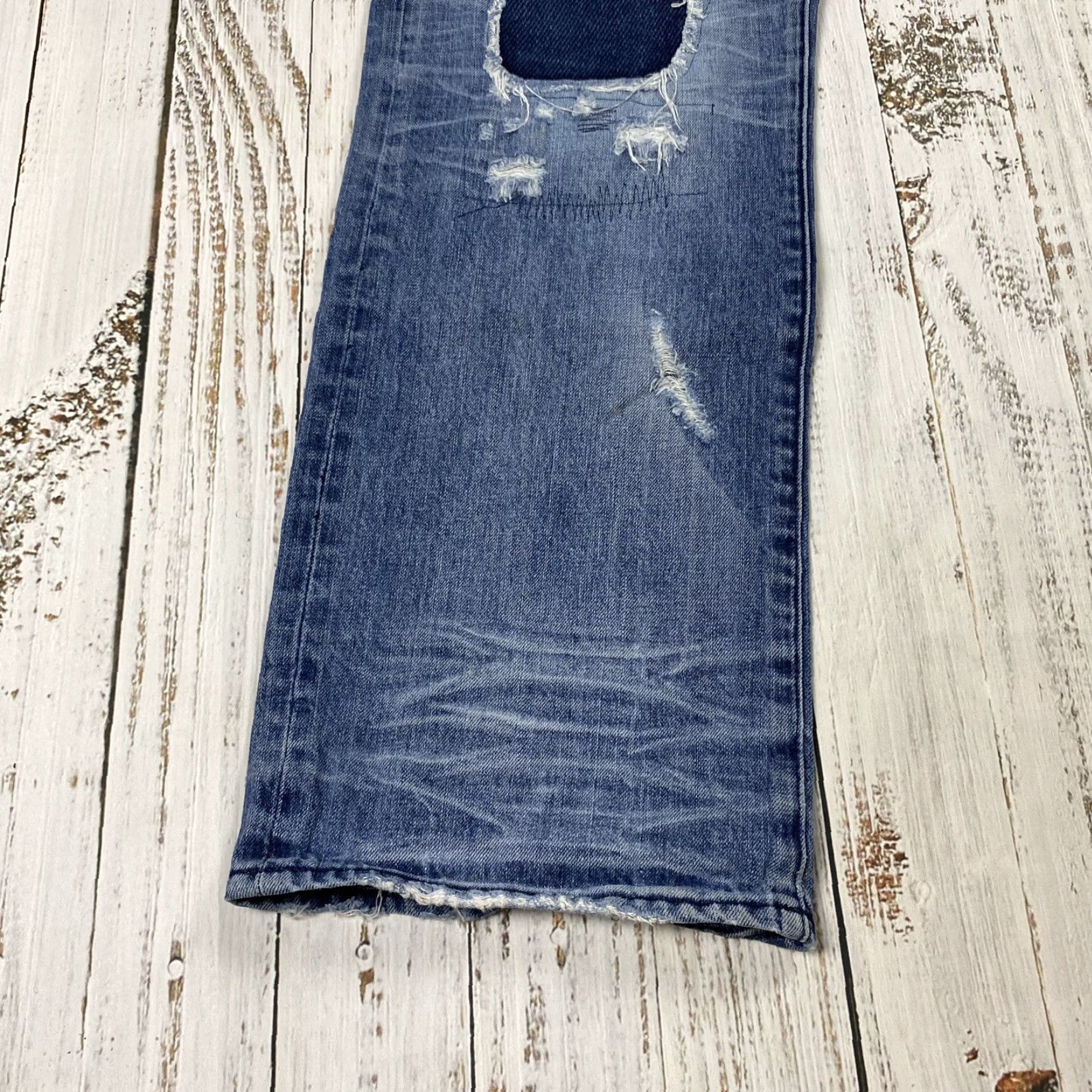 Prps VINTAGE PRPS Distressed Patch Repair Straight Leg Jeans Men Size 40 Blue Denim 2013 Release Size US 40 / EU 56 - 3 Thumbnail