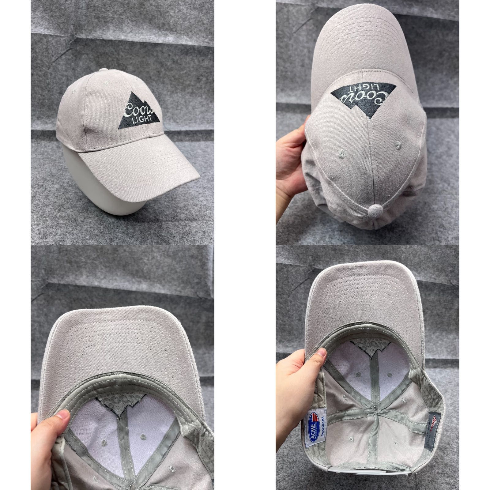 Vintage ACME Coors Light Hat Cap Snap Back Adult One Size Gray Cotton Blend Beer Outdoors Hats Mens Size ONE SIZE - 8 Thumbnail