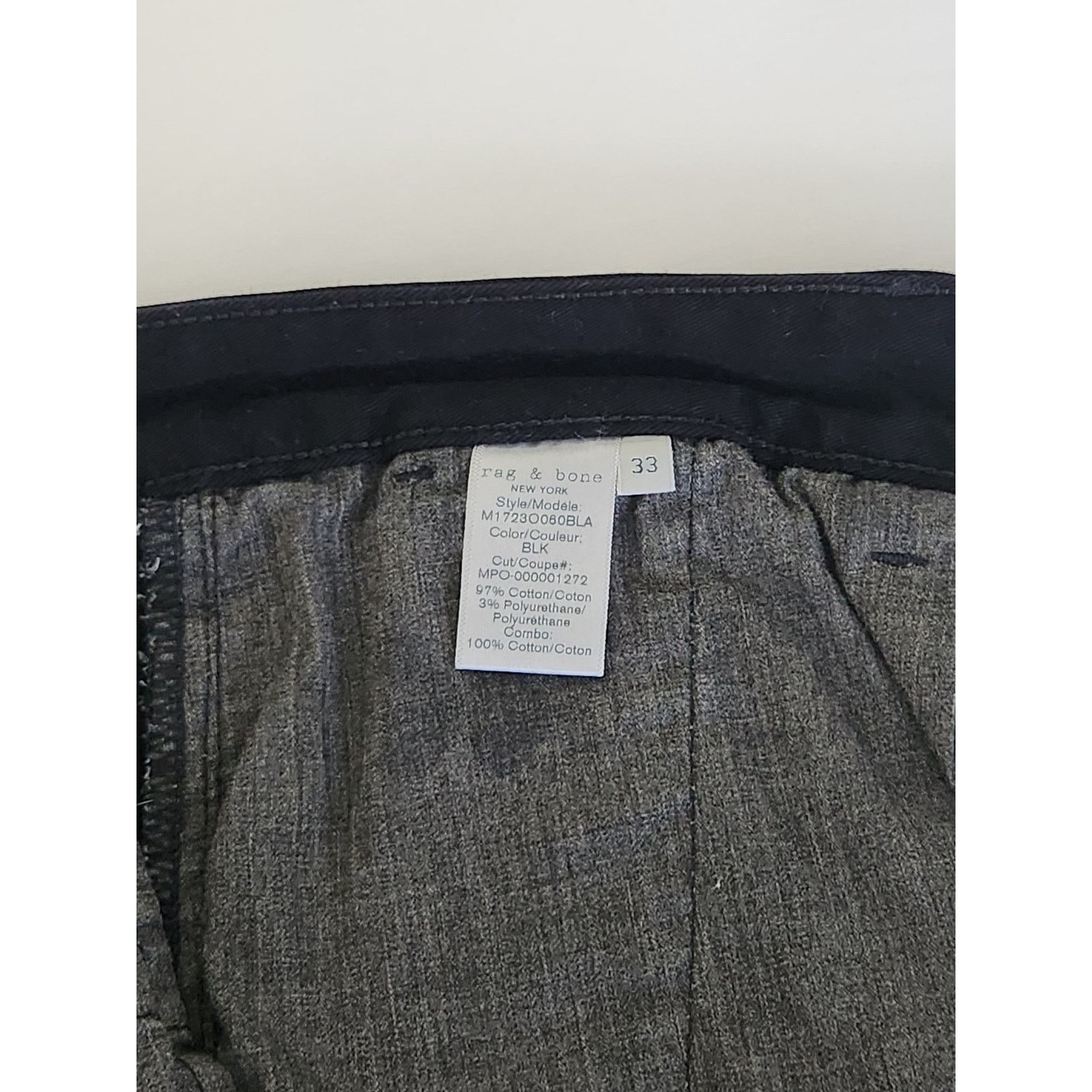 Rag & Bone Rag & Bone New York Mens Slim Black Straight Leg Pants 33 Size US 33 - 9 Thumbnail