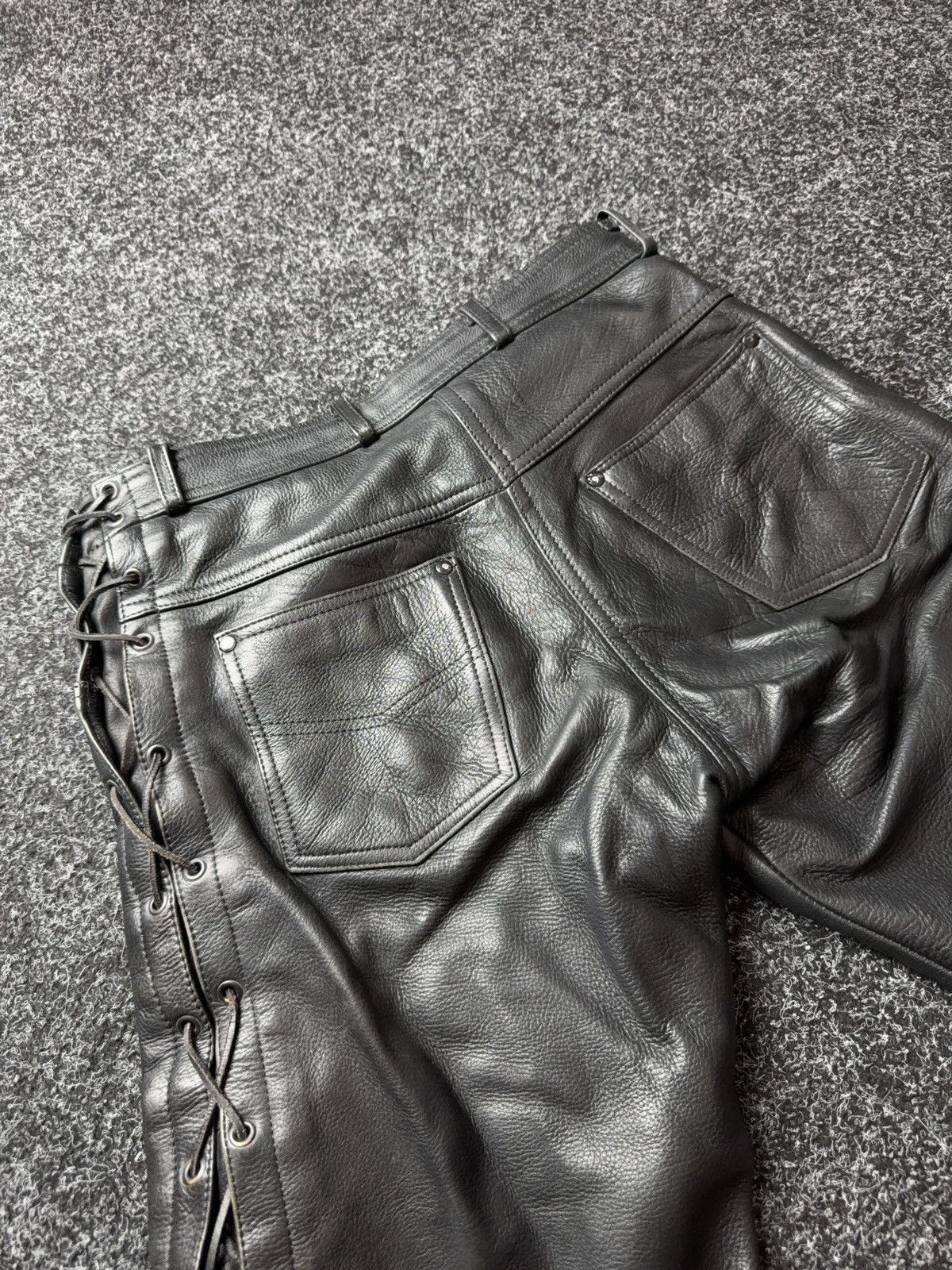 Genuine Leather Leather Rock Punk Biker MOTO Pants Lace Up Goth Moto Black Size US 32 / EU 48 - 19 Thumbnail