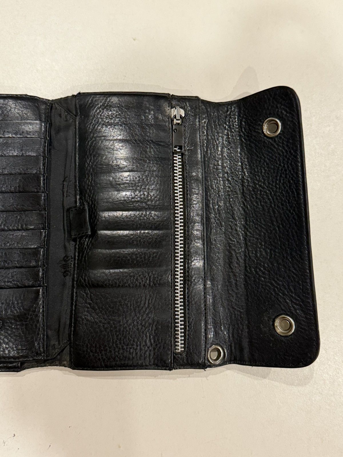 Chrome Hearts Chrome Hearts Black Leather Wave Wallet Silver Cross Balls Size ONE SIZE - 11 Thumbnail