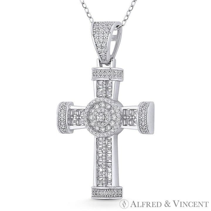 Other Cross Potent Crucifix CZ Pendant in .925 Sterling Silver Size ONE SIZE - 1 Preview