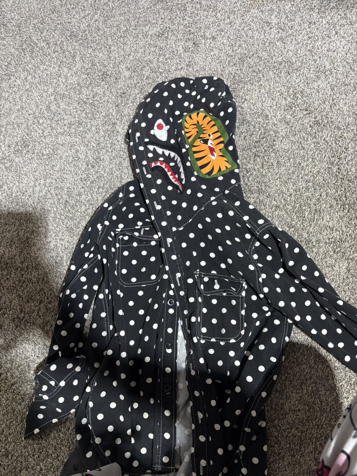Bape Vintage polk a dot bape button up hoodie Size US M / EU 48-50 / 2 - 2 Thumbnail