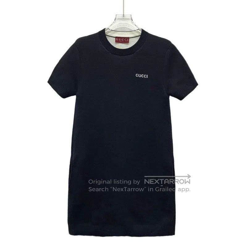 Gucci Gucci Black logo letter inlaid cotton round-neck short-sle Size S / US 4 / IT 40 - 1 Thumbnail