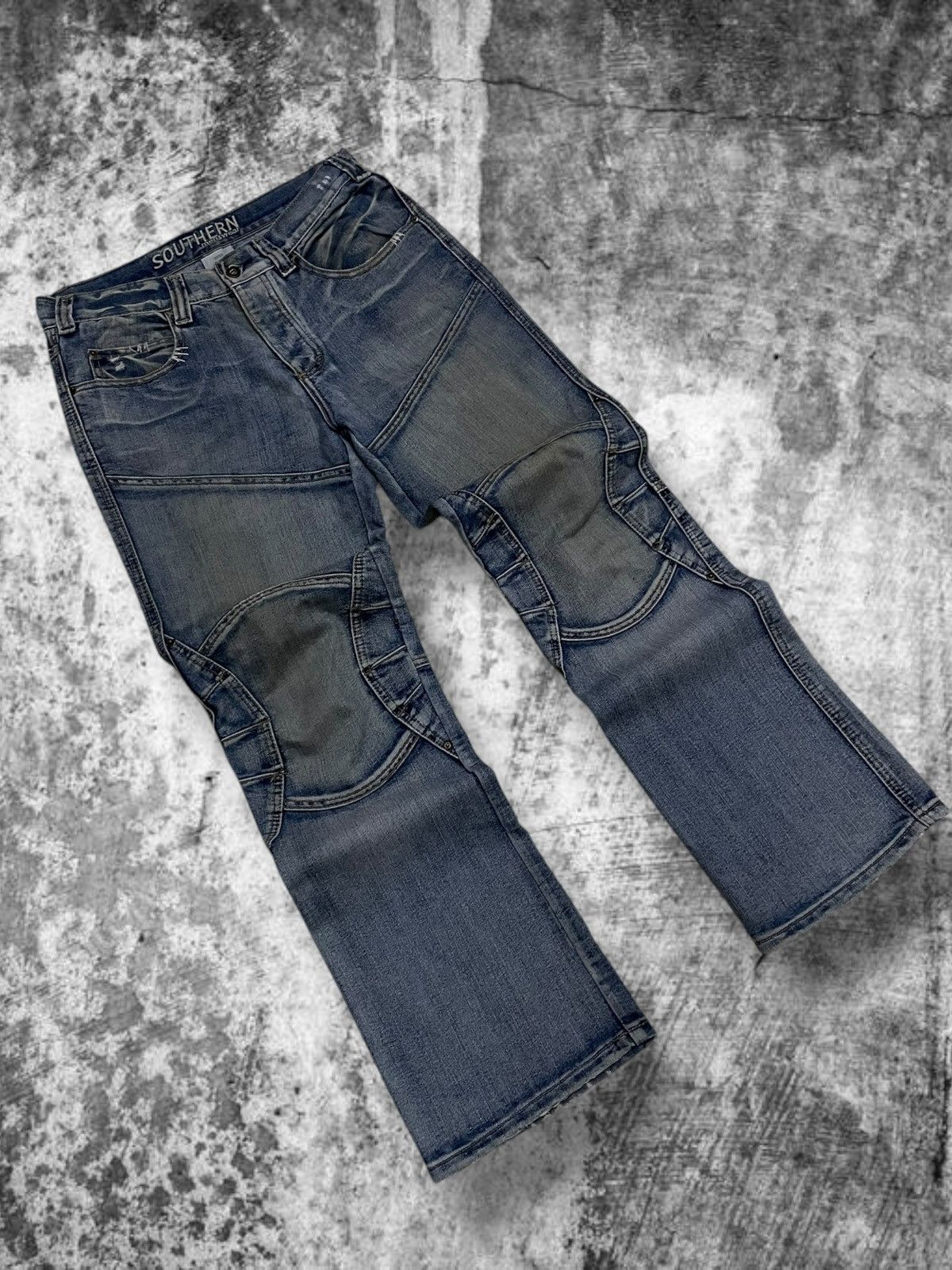 Japanese Brand Vintage 90’s Designer Southern Distressed Dirt Bikers Denim Size US 32 / EU 48 - 2 Thumbnail