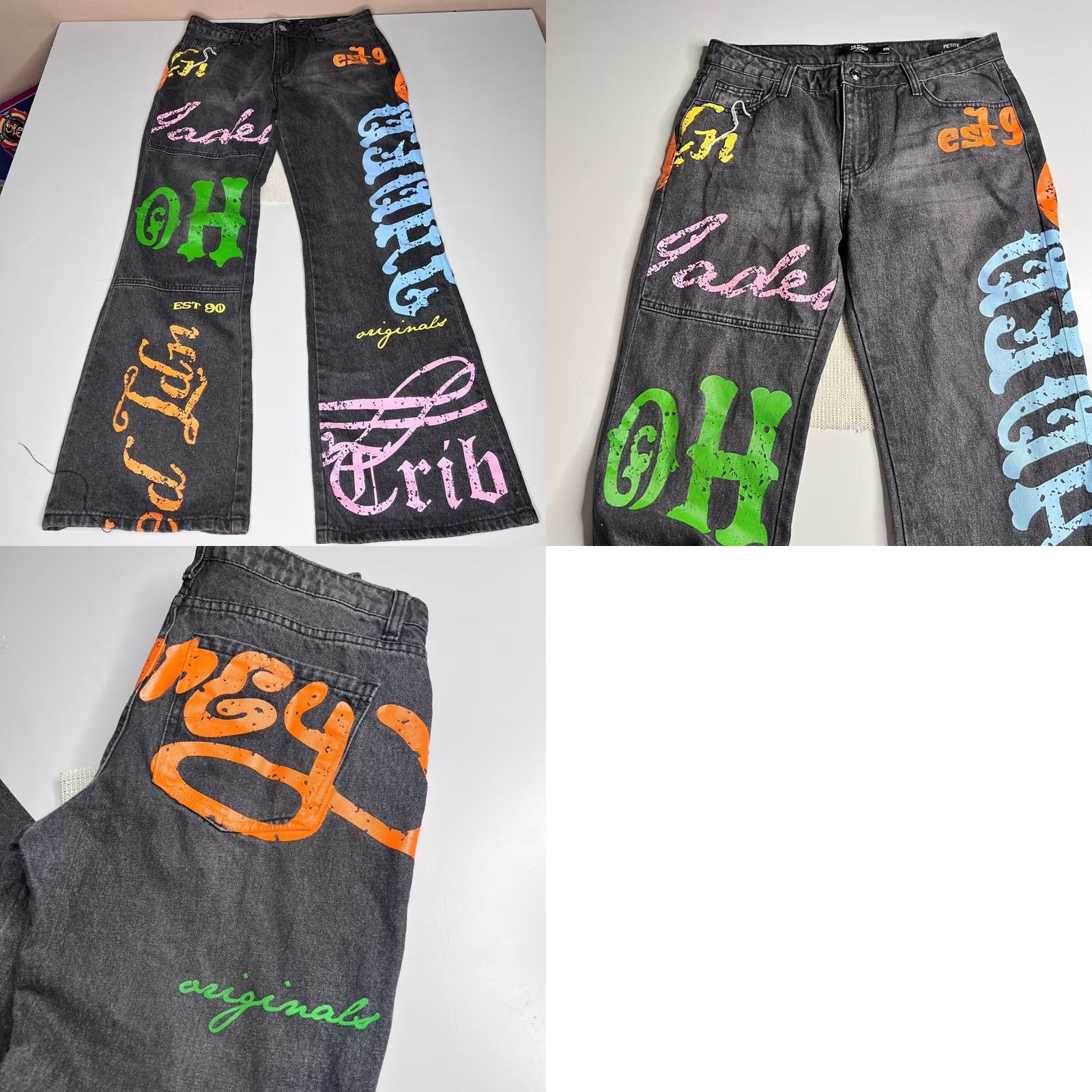 JADED LONDON グラフィティデニム Jaded London Y2k Font Print Low 
