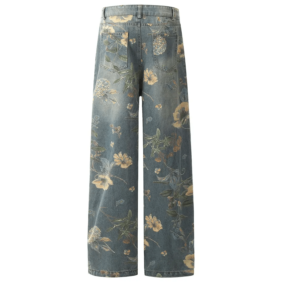 Japanese Brand × Vintage Flora Printed loose jeans Size US 28 / EU 44 - 3 Thumbnail