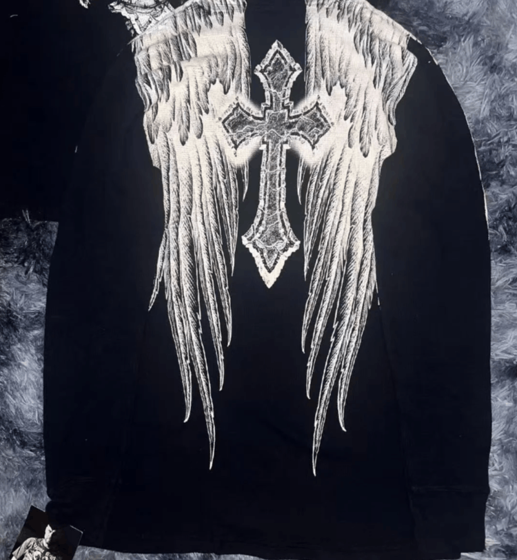 Japanese Brand American New Vintage Gothic Skull Print Long Size US XL / EU 56 / 4 - 2 Thumbnail